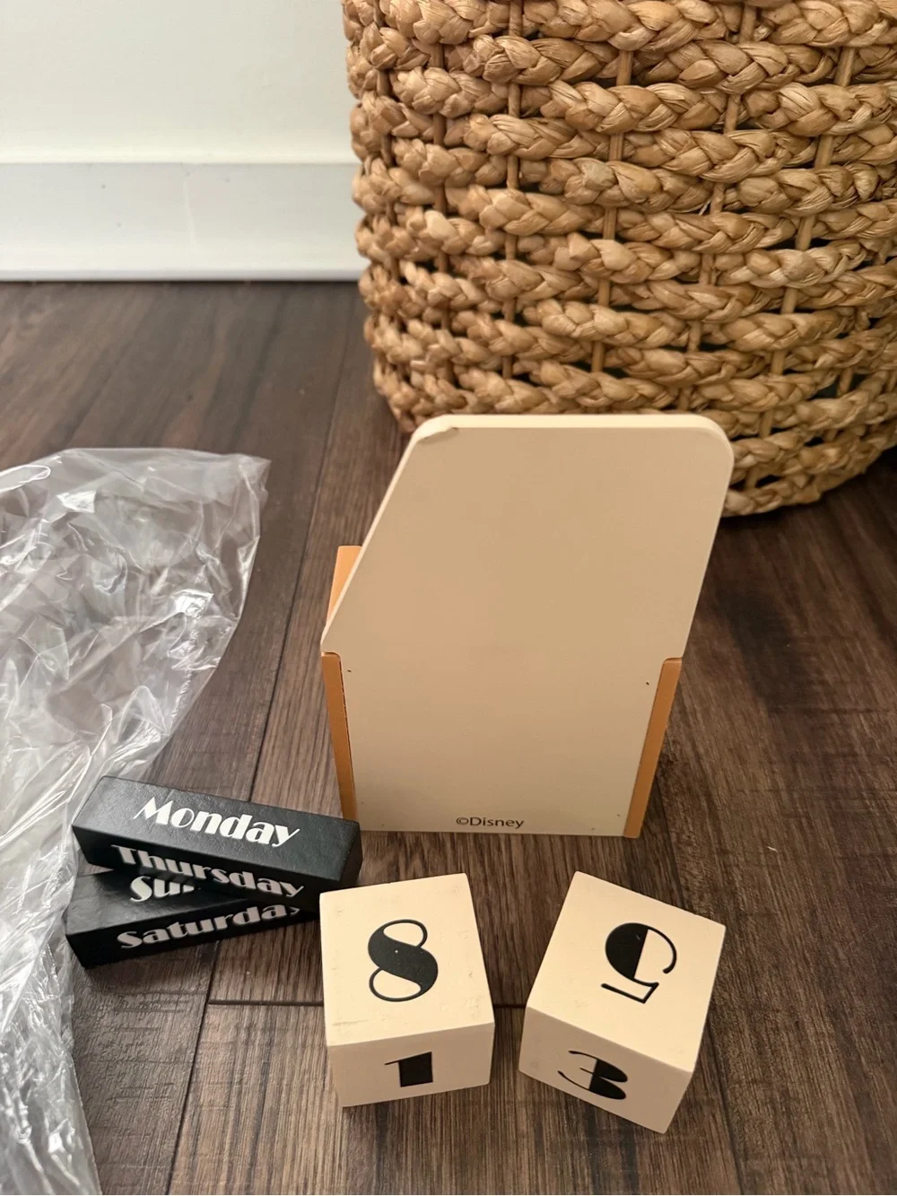 Mickey Mouse Wooden Perpetual Calendar - Peach & Black small chip top corner